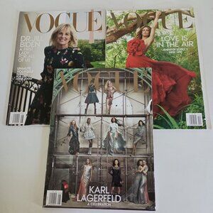 3 Vogue Magazine Set — Jennifer Lopez, Jill Biden, Karl Lagerfeld Supermodels
